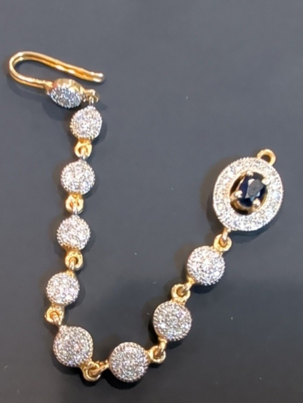 Gold-Tone Sapphire & Pavé Crystal Nav Chain